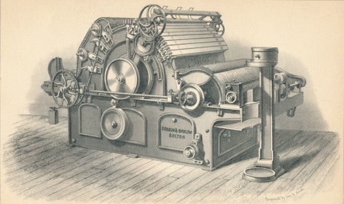 Self Stripping Carding Engine, by Dobson and Barlow Bolton', 1874. Artist: GB Smith.