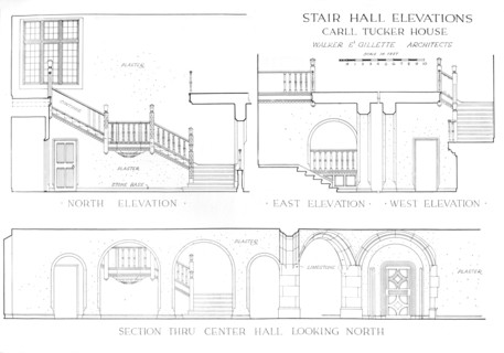 Stair hall elevations - house of Carll Tucker, Mount Kisco, New York, 1925. Artist: Walker and Gillette.