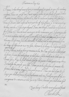 A letter from Charles I to his nephew Prince Maurice of the Palatinate dated September 1645. Artist: King Charles I.