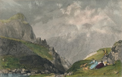 'View from Langdale Pikes, Looking Towards Bowfell, Westmorland', 1835. Artist: William Kelsall.