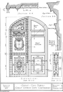 Great oak doors, Christ Church Gate, Canterbury, Kent, 1922. Artist: Howard Moise.