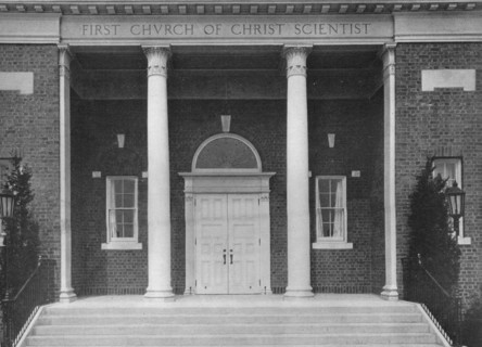 Detail of entrance loggia, First Church of Christ, Scientist, Meriden, Connecticut, 1922. Artist: Unknown.