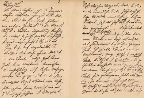 Third and fourth pages from Franz Schubert's diary, 1816 Artist: Franz Peter Schubert.