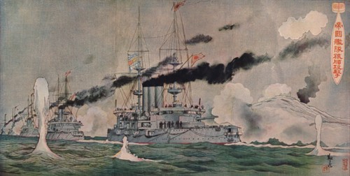 ''Beschiessung von Port Arthur durch die Japaner', c1905. Artist: Unknown.