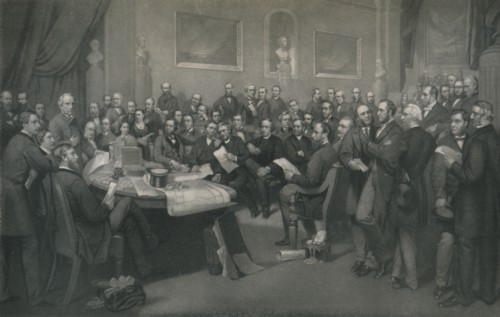 'The First School Board of London', c1873, (1917). Artist: John Whitehead Walton.