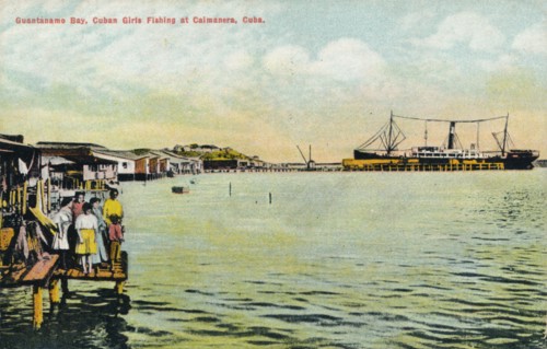 'Guantanamo Bay, Cuban Girls Fishing at Caimanera, Cuba', c1910. Artist: Unknown.