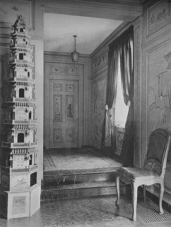Steps leading from hall to dining room door, house of Mrs WK Vanderbilt, New York City, 1924. Artist: Unknown.
