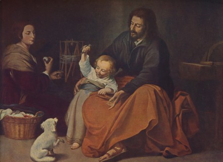 'La Sagrada Familia (The Holy Family with a Little Bird)', c1650, (c1934). Artist: Bartolomé Esteban Murillo.