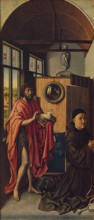'St. John the Baptist and the Franciscan master Henry of Werl', 1438, (c1934). Artist: Robert Campin.