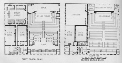 Floor plans, the Masonic Temple, Birmingham, Alabama, 1924. Artist: Unknown.