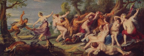 'Ninfas Sorprendidas Por Satiros', (Diana and Nymphs Surprised by Satyrs), 1639-1640, (c1934).  Artist: Peter Paul Rubens.