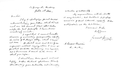 'Letter from Samuel Prout', 1843 (1915). Artist: Samuel Prout.