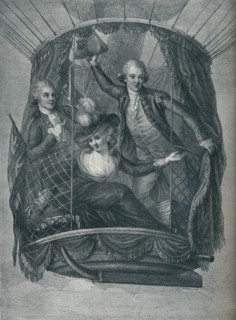 ''The Ascent of Vincent Lunardi, accompanied by Mrs. Sage and Mr. Biggin', 1785, (1910). Artist: Unknown.