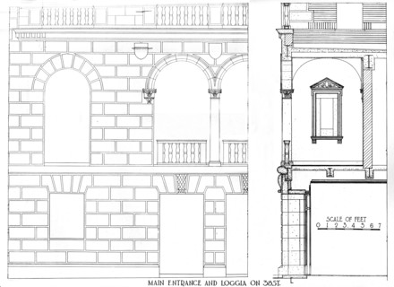 Main entrance and loggia on 38 Street, Fraternity Clubs Building, New York City, 1924. Artist: Unknown.