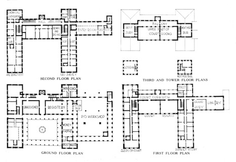 Floor plans, Federal Building, Honolulu, Hawaii, 1924. Artist: Unknown.