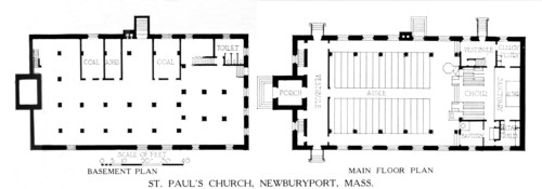 Floor plans, St Paul's Church, Newburyport, Massachusetts, 1924. Artist: Unknown.