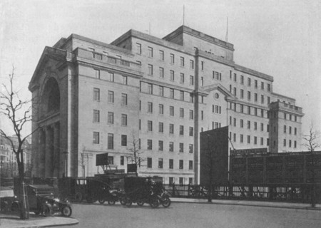 Centre Block of Bush House, London, from Aldwych, 1924. Artist: Unknown.