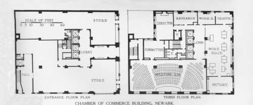 Floor plans, Chamber of Commerce Building, Newark, New Jersey, 1924. Artist: Unknown.
