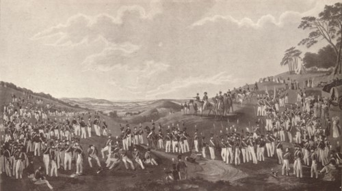 'The Hon. Artillery Company Assembled for Ball Practice at Child's Hill', c1820-1870, (1909). Artist: Robert Havell.