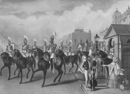 '2nd Life Guards Relieving Guard', 1844 (1909). Artist: James William Giles.