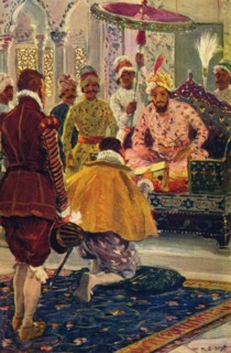 'Hawkins Presenting King James's Letter to the Great Mogul', 1608 (c1912). Artist: Unknown.