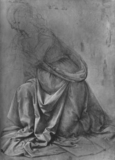 'Study of the Drapery of a Woman Kneeling to the Left', c1477 (1945). Artist: Leonardo da Vinci.