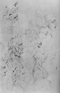 'Profiles of Men and Half-Length of a Girl', c1490 (1945). Artist: Leonardo da Vinci.