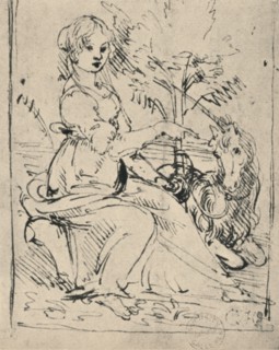 'Maiden with a Unicorn', c1478-1480 (1945). Artist: Leonardo da Vinci.