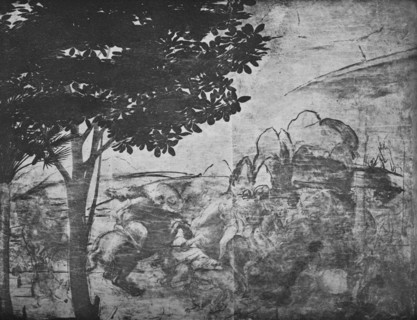 'Adoration of the Magi - Battle of horsemen in the distance on the right', c1481 (1945). Artist: Leonardo da Vinci.