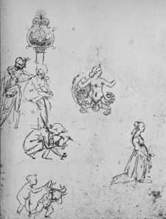 'Studies of Figures and of Decoration', c1480 (1945). Artist: Leonardo da Vinci.
