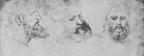 'Studies of the Head of Cesare Borgia from Three Points of View', c1480 (1945). Artist: Leonardo da Vinci.