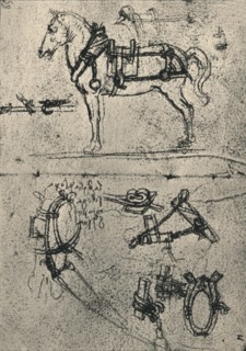 'A Harnessed Cart-Horse and Studies of Harness', c1480 (1945). Artist: Leonardo da Vinci.