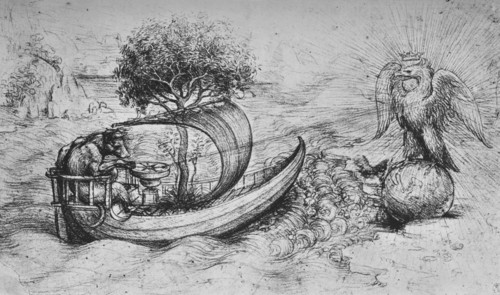 'Allegory: A Crowned Eagle Standing on a Globe and a Wolf Steering a Boat', c1480 (1945). Artist: Leonardo da Vinci.