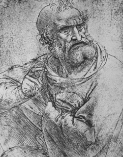 'Half-Length of an Apostle with his Right Hand Raised', c1480 (1945). Artist: Leonardo da Vinci.