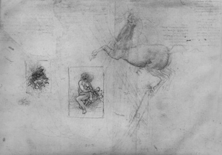 'Sketches for a Kneeling Leda and of a Horse', c1480 (1945). Artist: Leonardo da Vinci.
