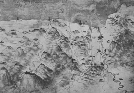 'Bird's-Eye View of Part of Tuscany', c1480 (1945). Artist: Leonardo da Vinci.