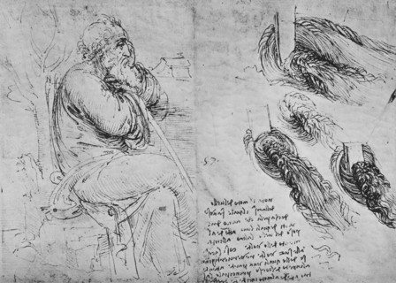 Studies of a Old Man Seated and of Swirling Water', c1480 (1945). Artist: Leonardo da Vinci.