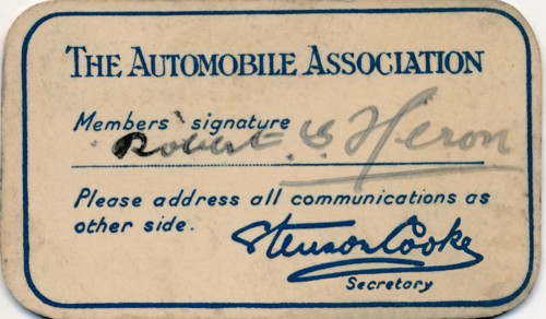 'The Automobile Association: Membership card', 1936. Artist: Unknown.
