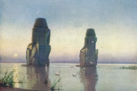 'The Colossi of Thebes - Moonrise', c1880, (1904). Artist: Robert George Talbot Kelly.