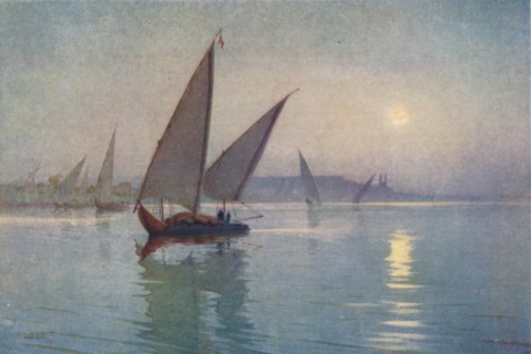 'Moonlight on the Nile, near Cairo', c1880, (1904). Artist: Robert George Talbot Kelly.