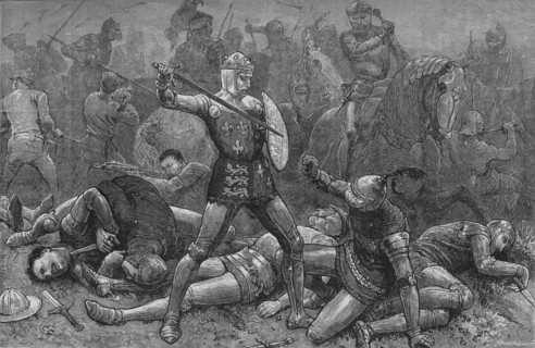 'Henry and Alencon at Agincourt', 25 October 1415, (c1880). Artist: Unknown.