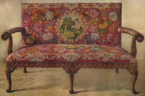 'Fruit Wood Settee with Embroidery, Early 18th Century', (1929). Artist: Unknown.