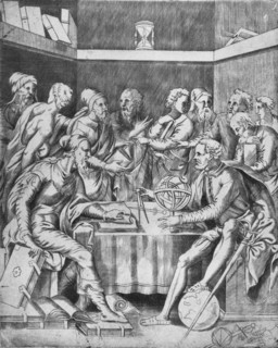 'Agrippa Instructing His Pupils Mathematically', 1553, (1936). Artist: Unknown.