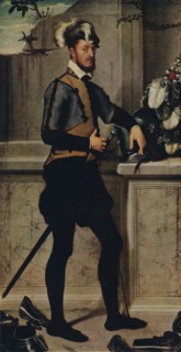 'A Knight with his Jousting Helmet', 1554-1558, (1936). Artist: Giovanni Battista Moroni.