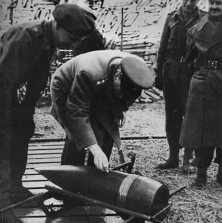 'Mr. Churchill autographing a present for Hitler', c1940s, (1945). Artist: Unknown.