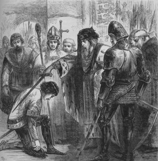 'Edward III. Knighting the Black Prince', 1384, (c1880). Artist: Unknown.