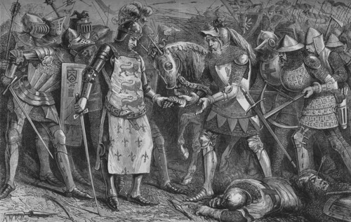 'Surrender of the King of France at Poitiers', September 1356, (c1880). Artist: Unknown.