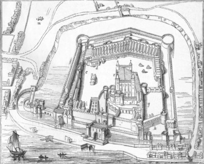'The Tower of London', 1597, (1845). Artists: Gulielmus Haiward, John Gascoyne.