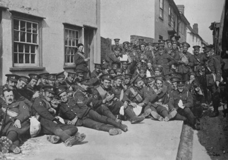 'The New Army in training: A rest by the roadside', 1915. Artist: Unknown.