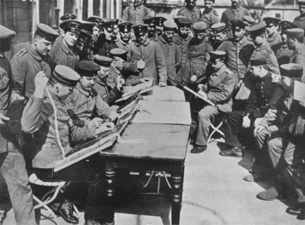 'The treatment of German wounded', 1915. Artist: Unknown.